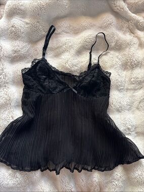Meshki Black Lace Pleated Cami Top